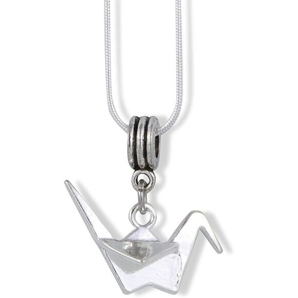 Origami Necklace - Bird Charm Snake Chain Necklace - Picture 1 of 4